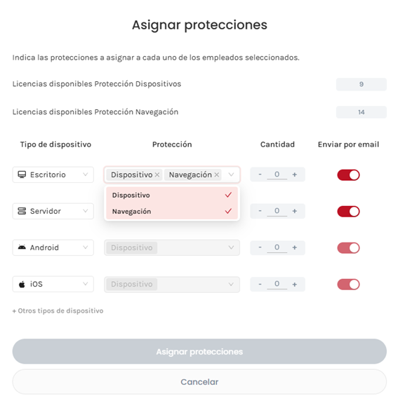 Asignar protecciones CAT 1