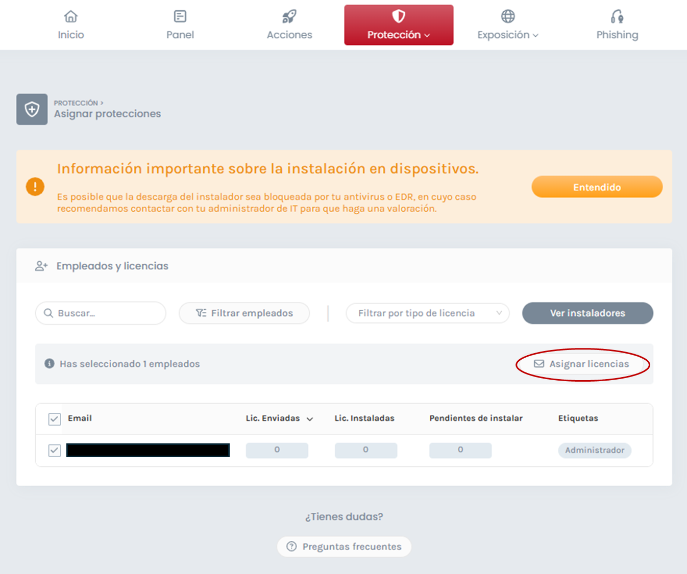 Install 1 device ES 1