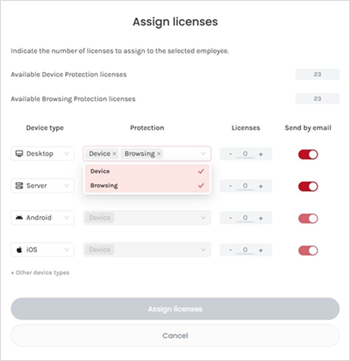 Assign licenses EN 1