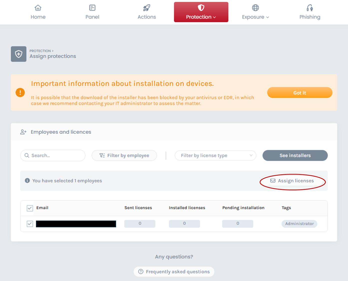 Installation 1 device EN 1